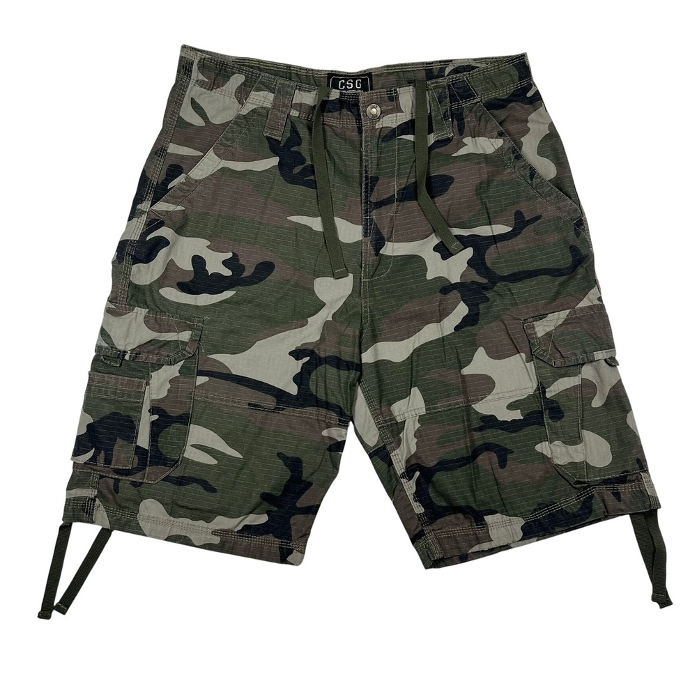 CSG Camo Ripstop Cargo Shorts Mens 38 (Fits 36W) Green Utility Streetwear